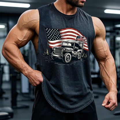 American Flag and Jp Fluttering in The Wind Jp Men Tank