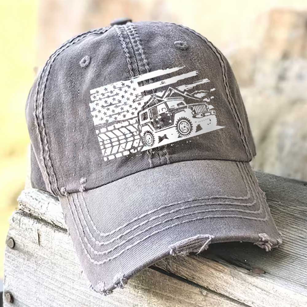 Jp with Distressed USA Flag and Mountains Jp Lover Baseball Cap