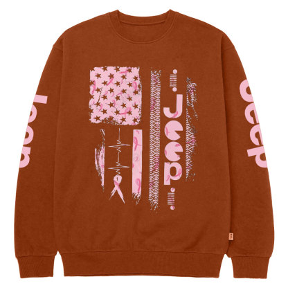 Pink Jp Save the Headlights Ribbon Flag Crew Neck Sweatshirt