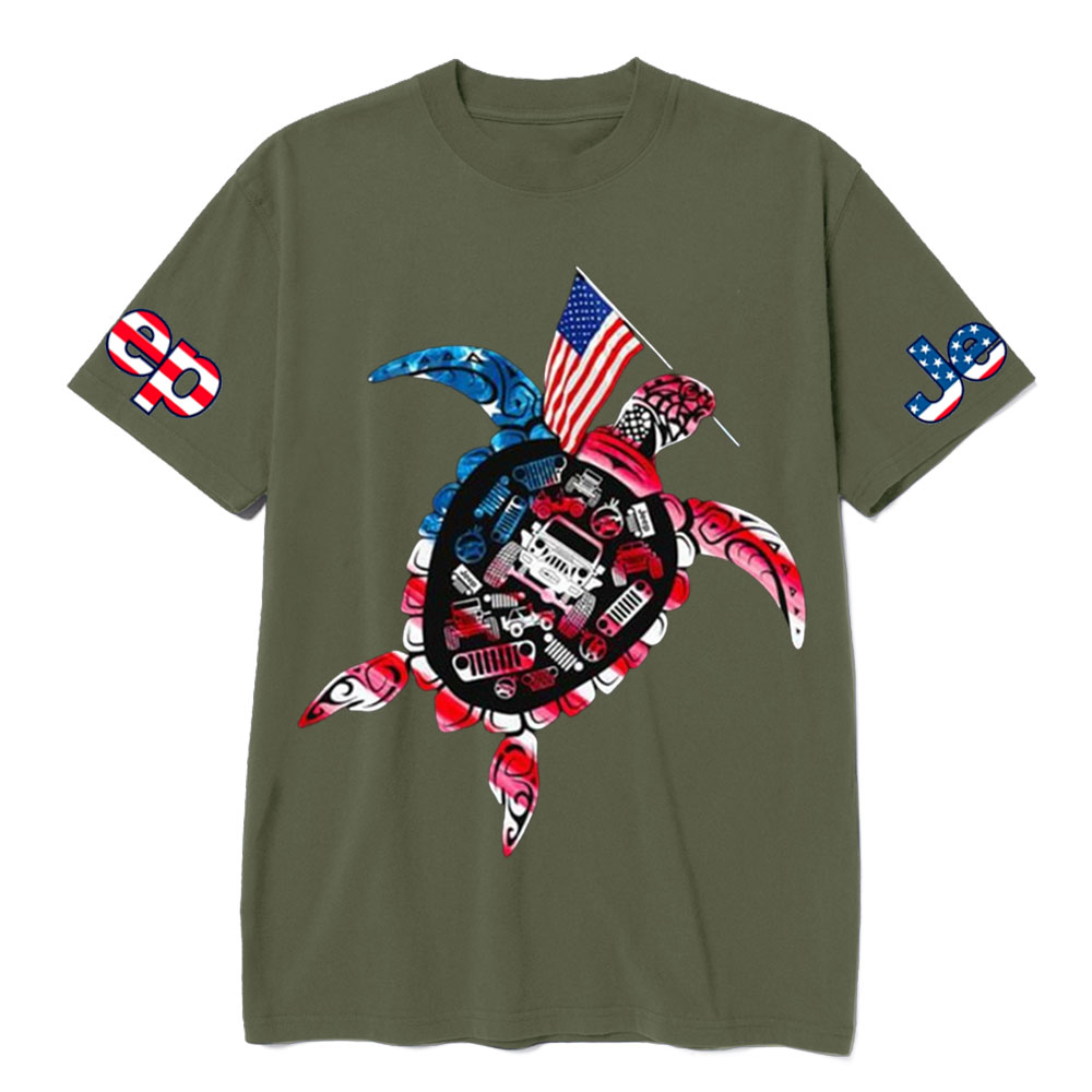 Patriotic Sea Turtle USA Flag for Jp Animal Lover T-Shirt
