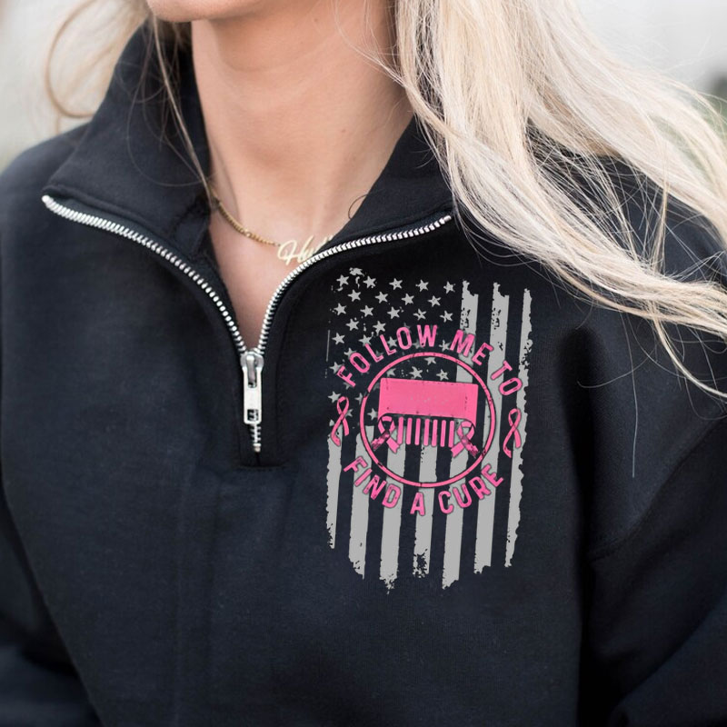 Breast Cancer Jp Follow Me and Find a cure Cance Full-Zip Jacket Sweatshirt