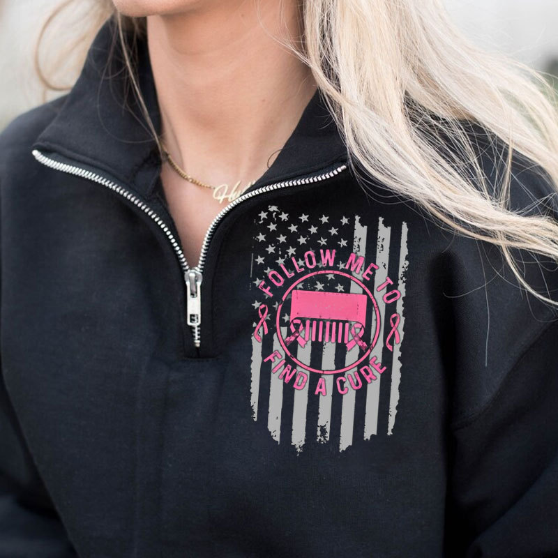Breast Cancer Jp Follow Me and Find a cure Cance Full-Zip Jacket Sweatshirt