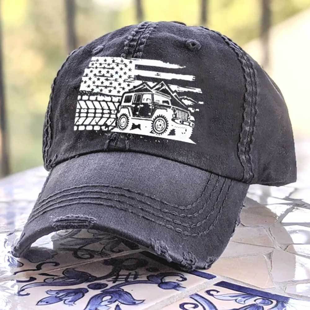 Jp with Distressed USA Flag and Mountains Jp Lover Baseball Cap