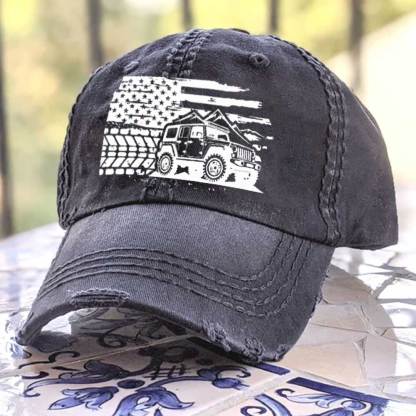 Jp with Distressed USA Flag and Mountains Jp Lover Baseball Cap