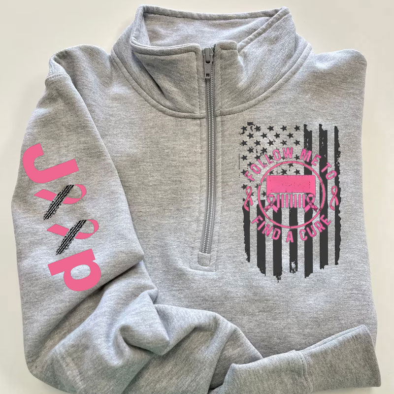Breast Cancer Jp Follow Me and Find a cure Cance Full-Zip Jacket Sweatshirt