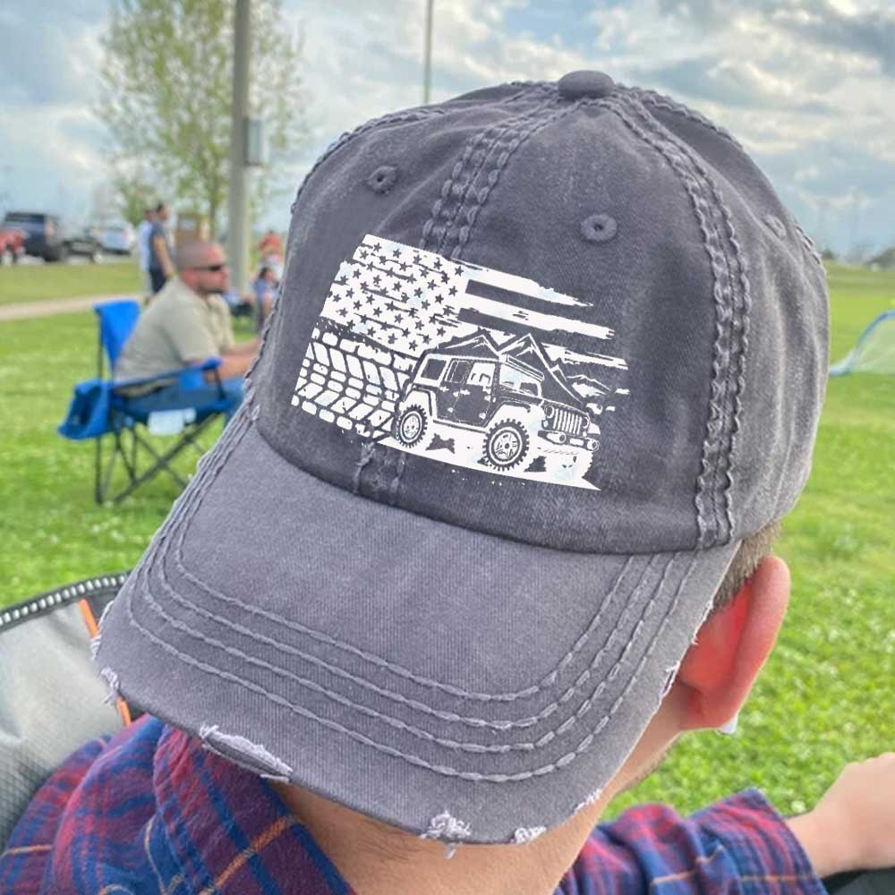 Jp with Distressed USA Flag and Mountains Jp Lover Baseball Cap