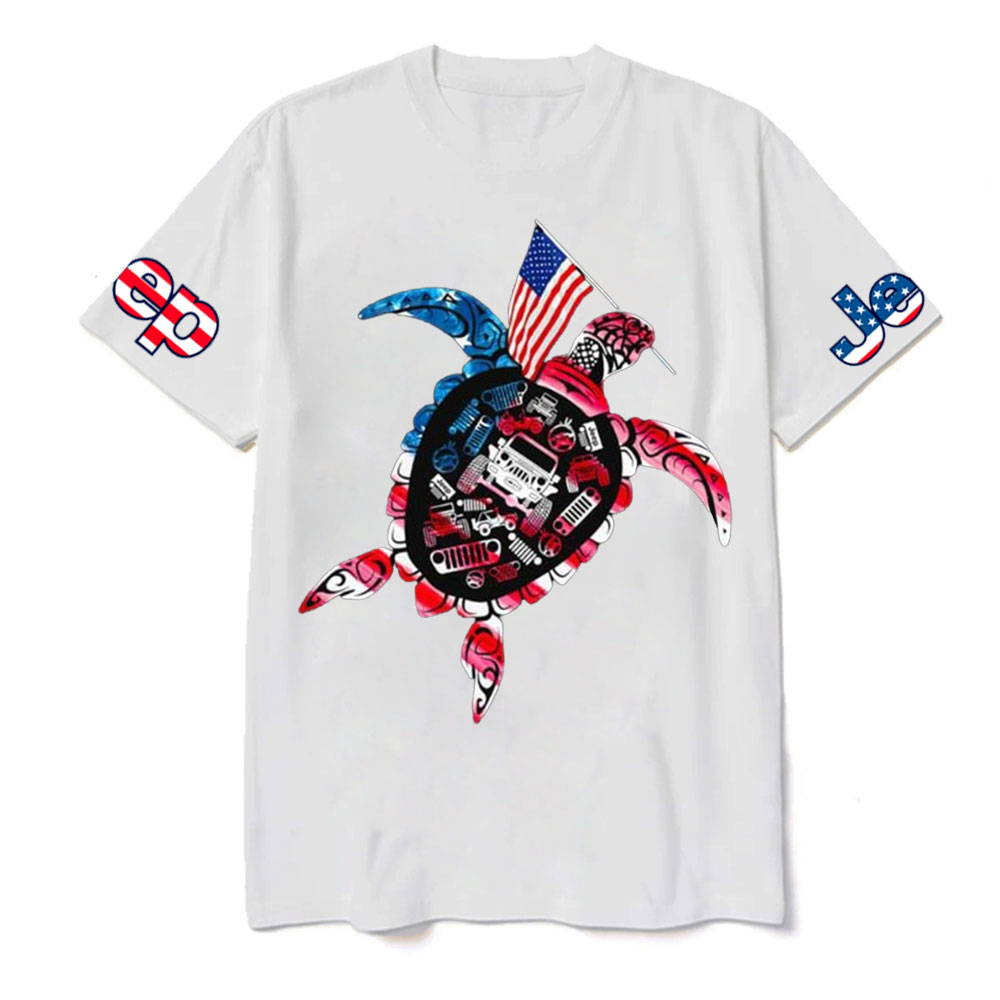 Patriotic Sea Turtle USA Flag for Jp Animal Lover T-Shirt