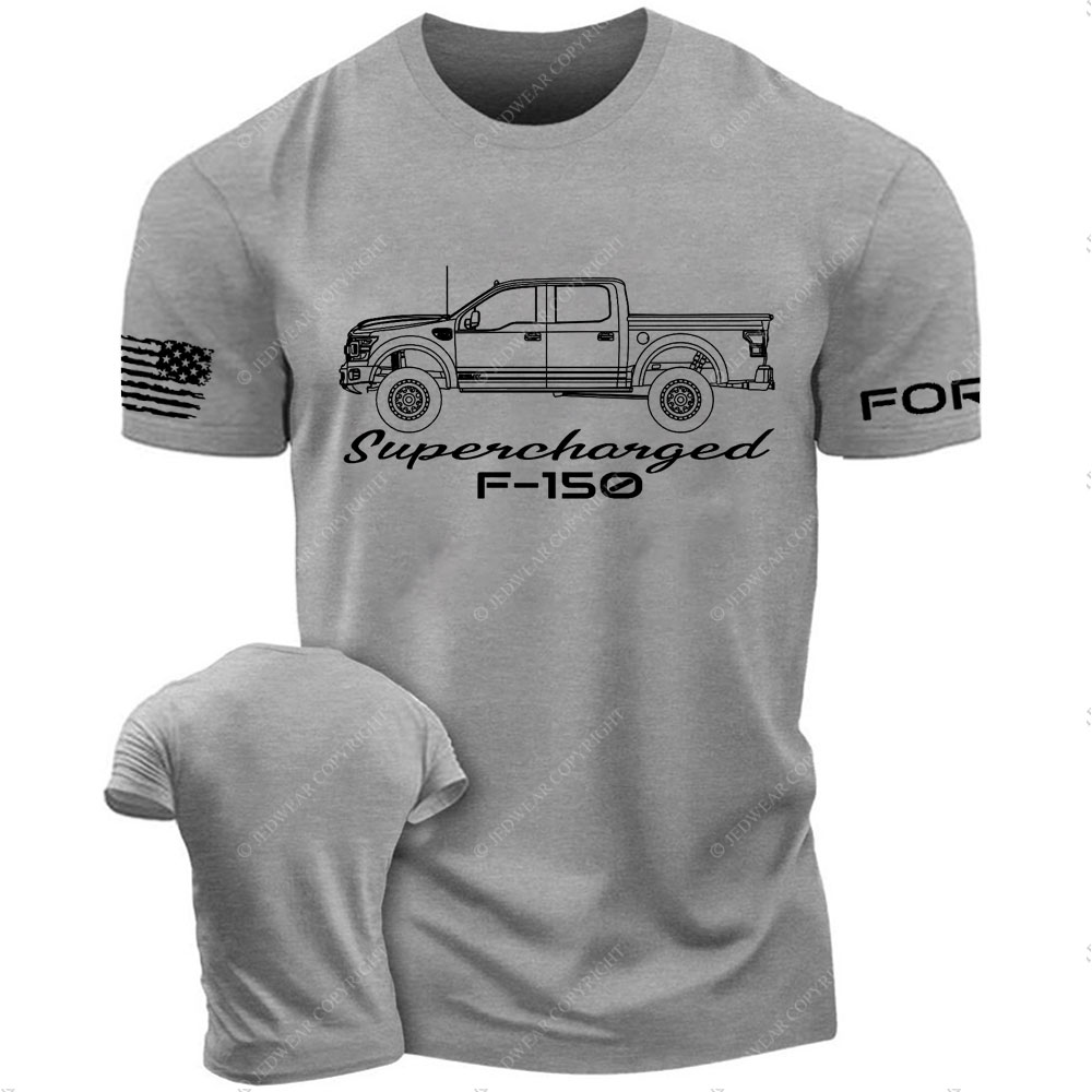 F0rd F-150 Shelby Supercharged Truck White Outline Flag T-Shirt