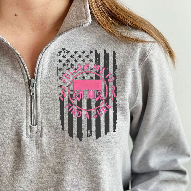 Breast Cancer Jp Follow Me and Find a cure Cance Full-Zip Jacket Sweatshirt