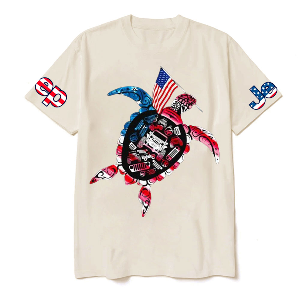 Patriotic Sea Turtle USA Flag for Jp Animal Lover T-Shirt