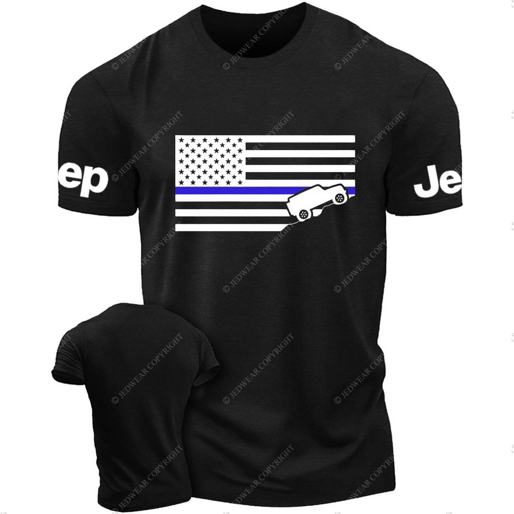 American Jper Thin Blue Line with 4x4 Crawling Flag T-Shirt