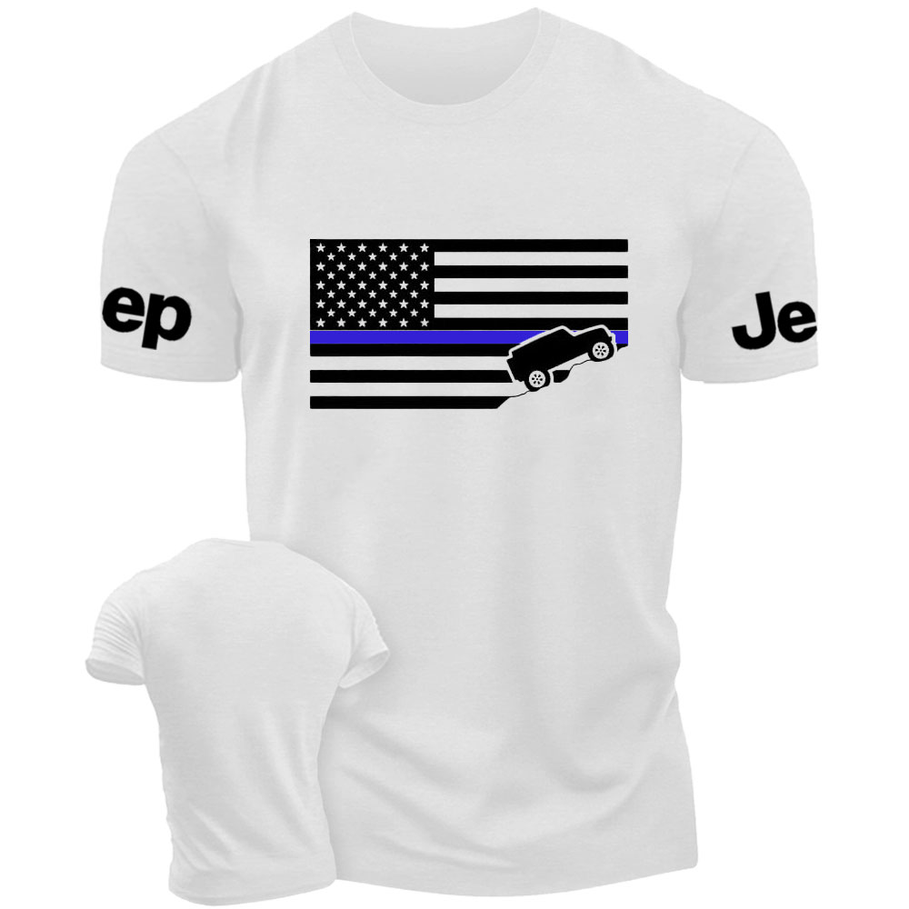 American Jper Thin Blue Line with 4x4 Crawling Flag T-Shirt