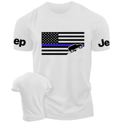 American Jper Thin Blue Line with 4x4 Crawling Flag T-Shirt