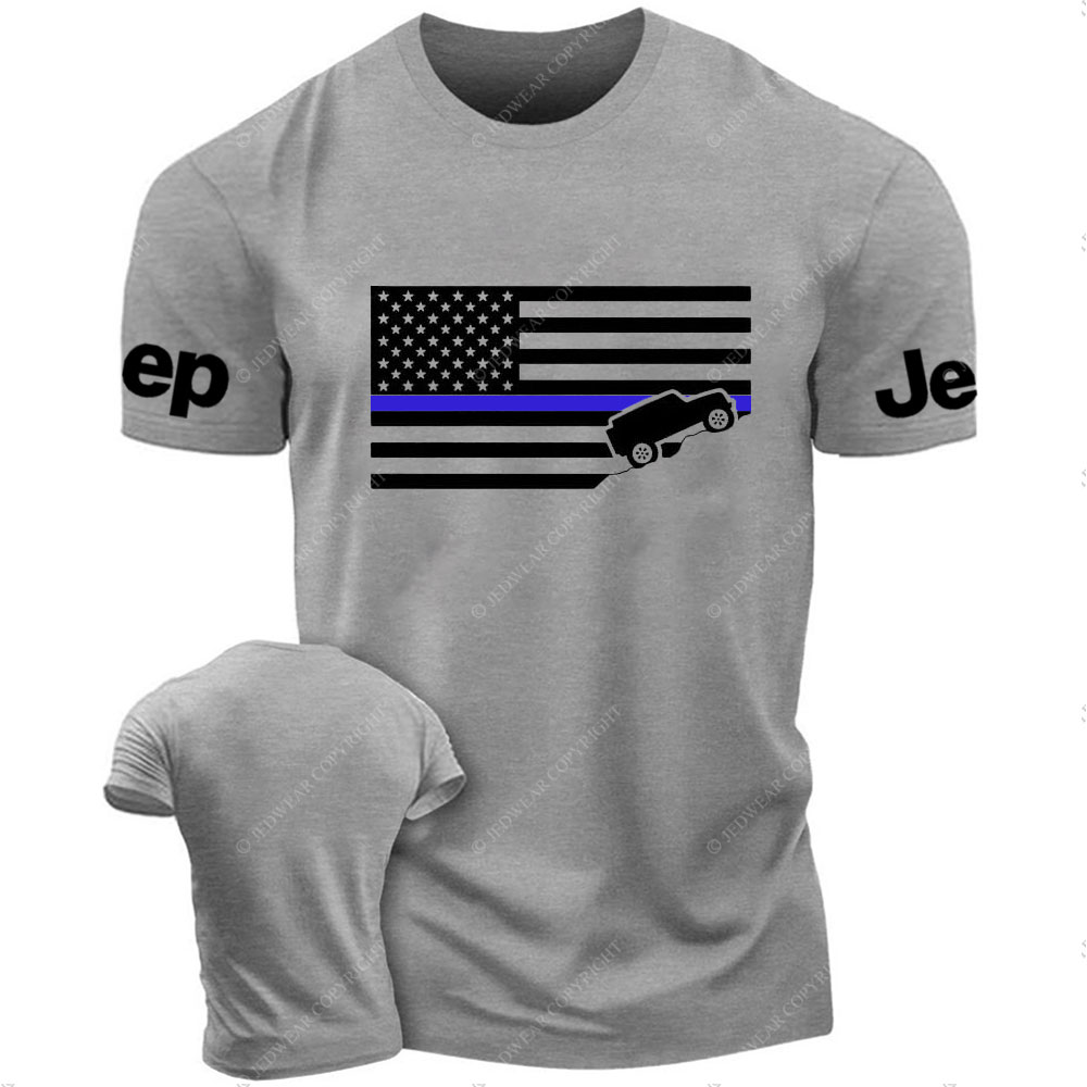 American Jper Thin Blue Line with 4x4 Crawling Flag T-Shirt