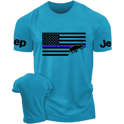 American Jper Thin Blue Line with 4x4 Crawling Flag T-Shirt