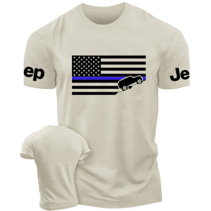 American Jper Thin Blue Line with 4x4 Crawling Flag T-Shirt