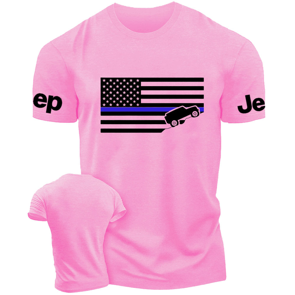American Jper Thin Blue Line with 4x4 Crawling Flag T-Shirt