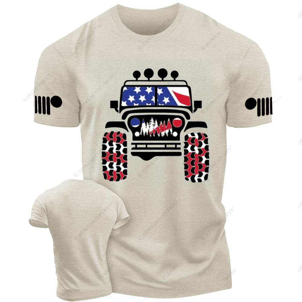 American Patriotic Distressed offroad Jp Flag T-shirt