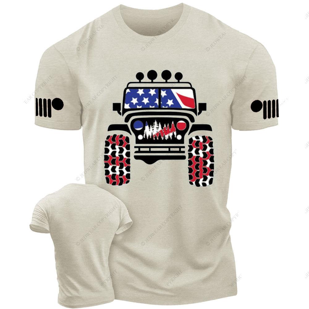American Patriotic Distressed offroad Jp Flag T-shirt