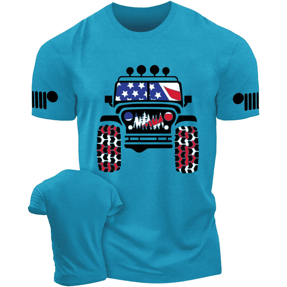 American Patriotic Distressed offroad Jp Flag T-shirt