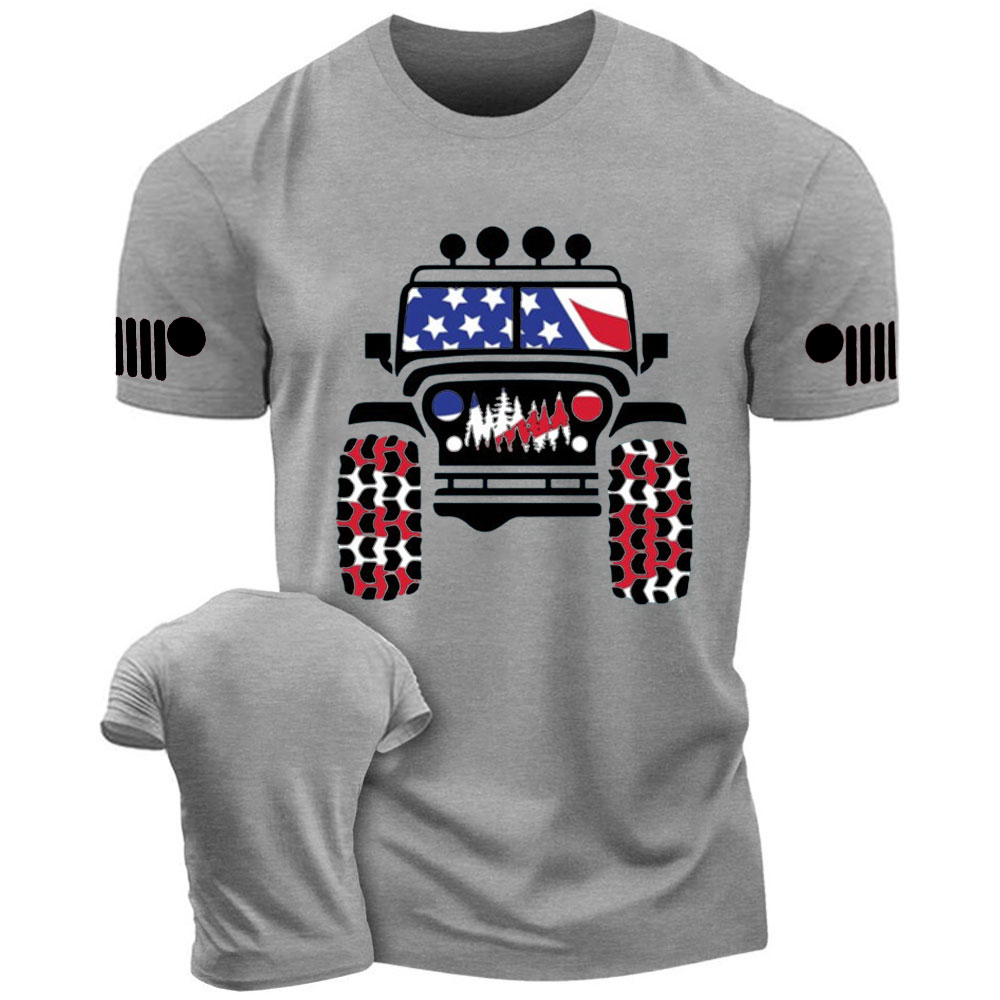 American Patriotic Distressed offroad Jp Flag T-shirt