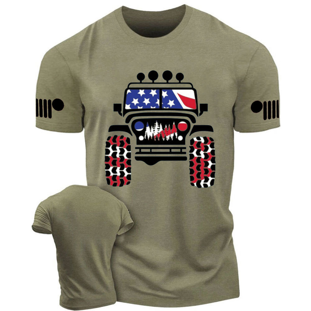 American Patriotic Distressed offroad Jp Flag T-shirt