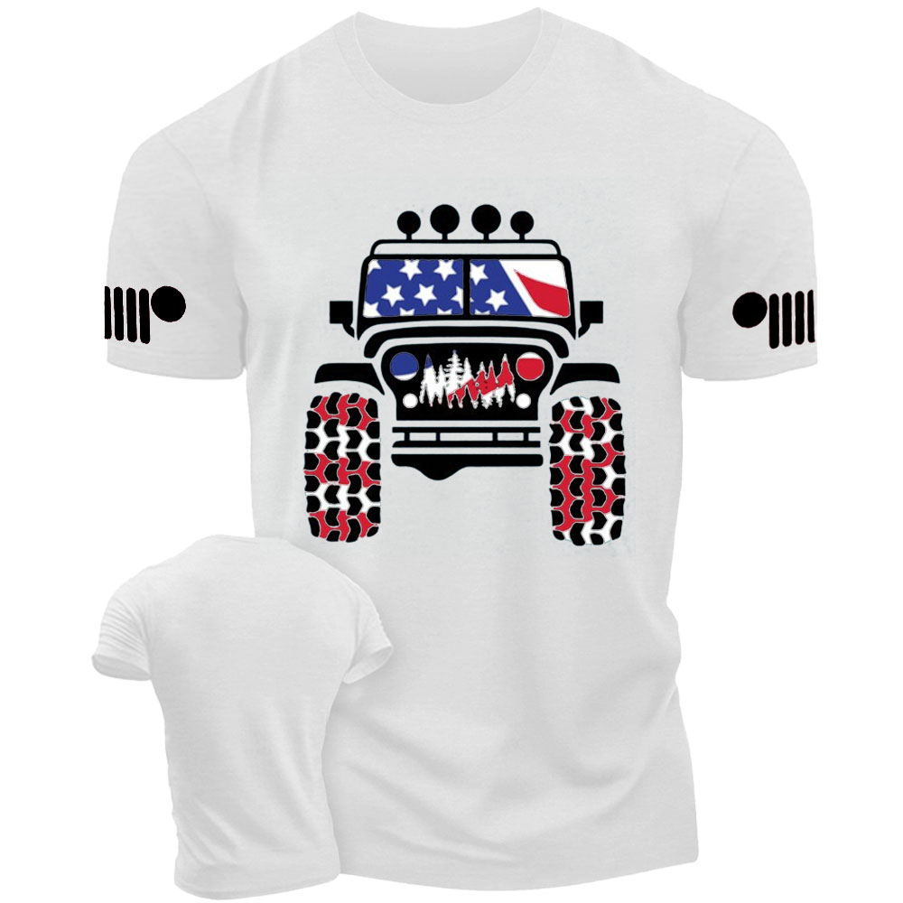 American Patriotic Distressed offroad Jp Flag T-shirt