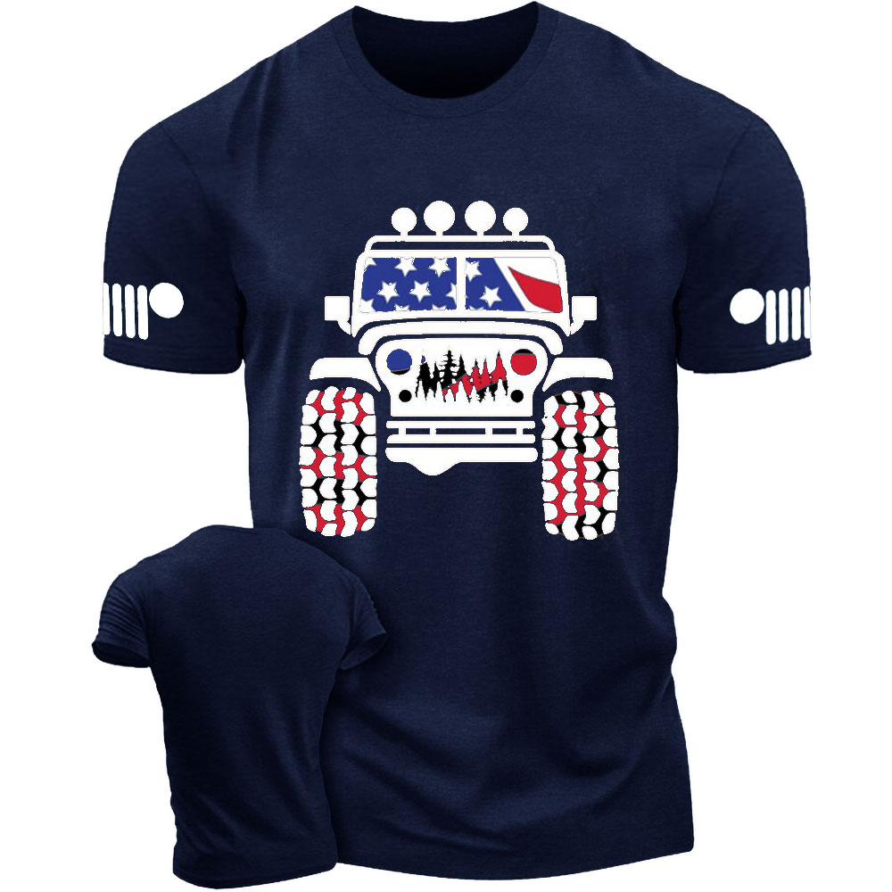 American Patriotic Distressed offroad Jp Flag T-shirt