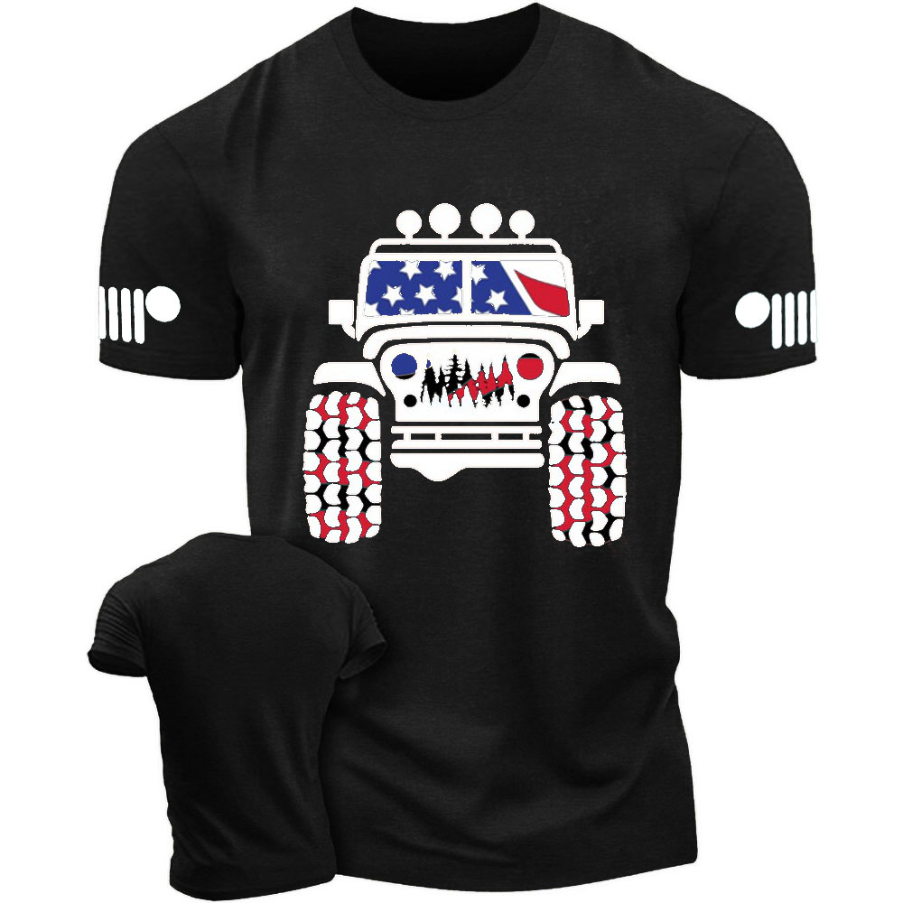 American Patriotic Distressed offroad Jp Flag T-shirt