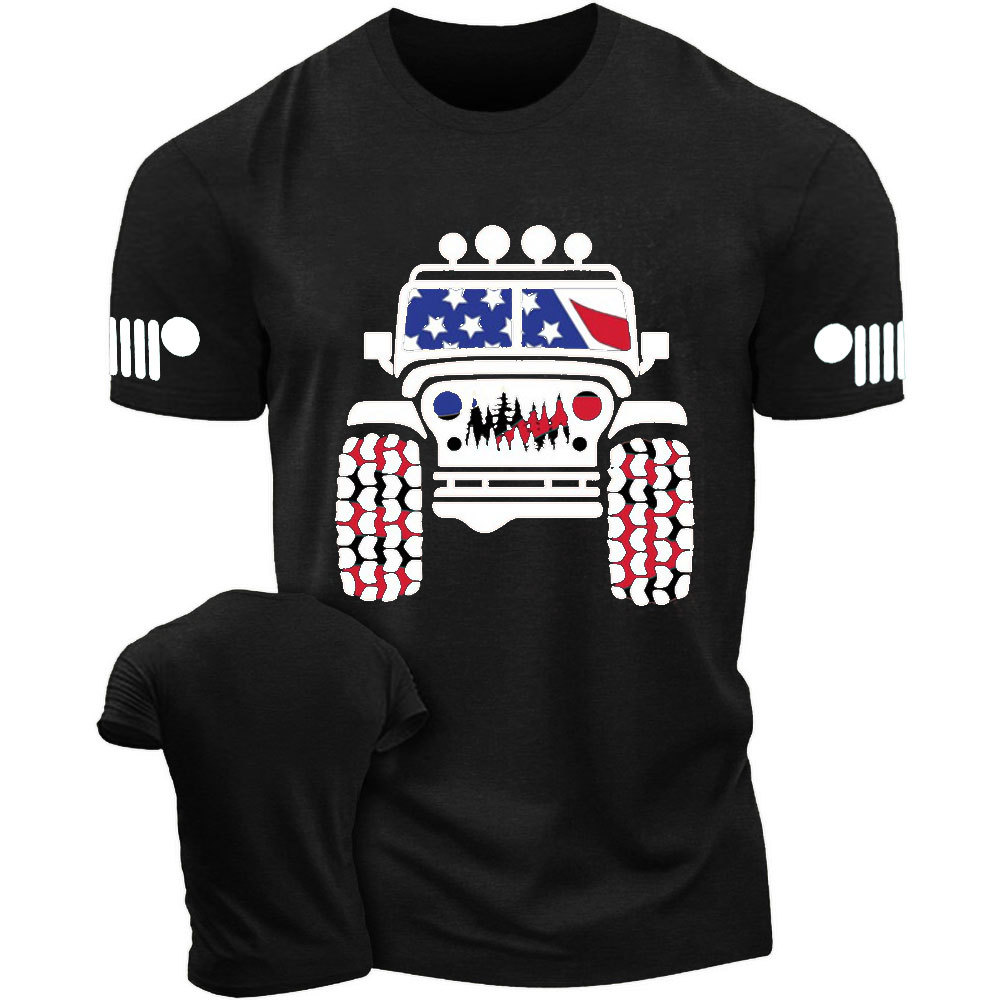 American Patriotic Distressed offroad Jp Flag T-shirt