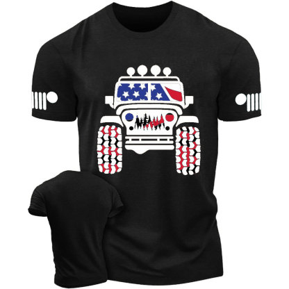 American Patriotic Distressed offroad Jp Flag T-shirt
