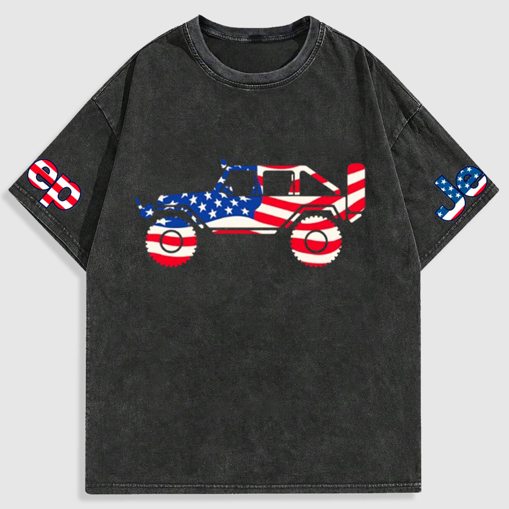 American Patriotic Off Road 4x4 Washed T-Shirt
