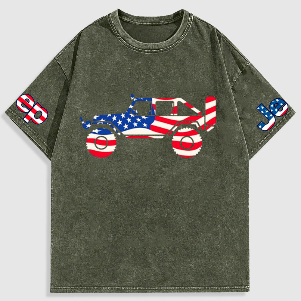 American Patriotic Off Road 4x4 Washed T-Shirt