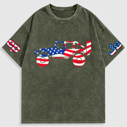 American Patriotic Off Road 4x4 Washed T-Shirt