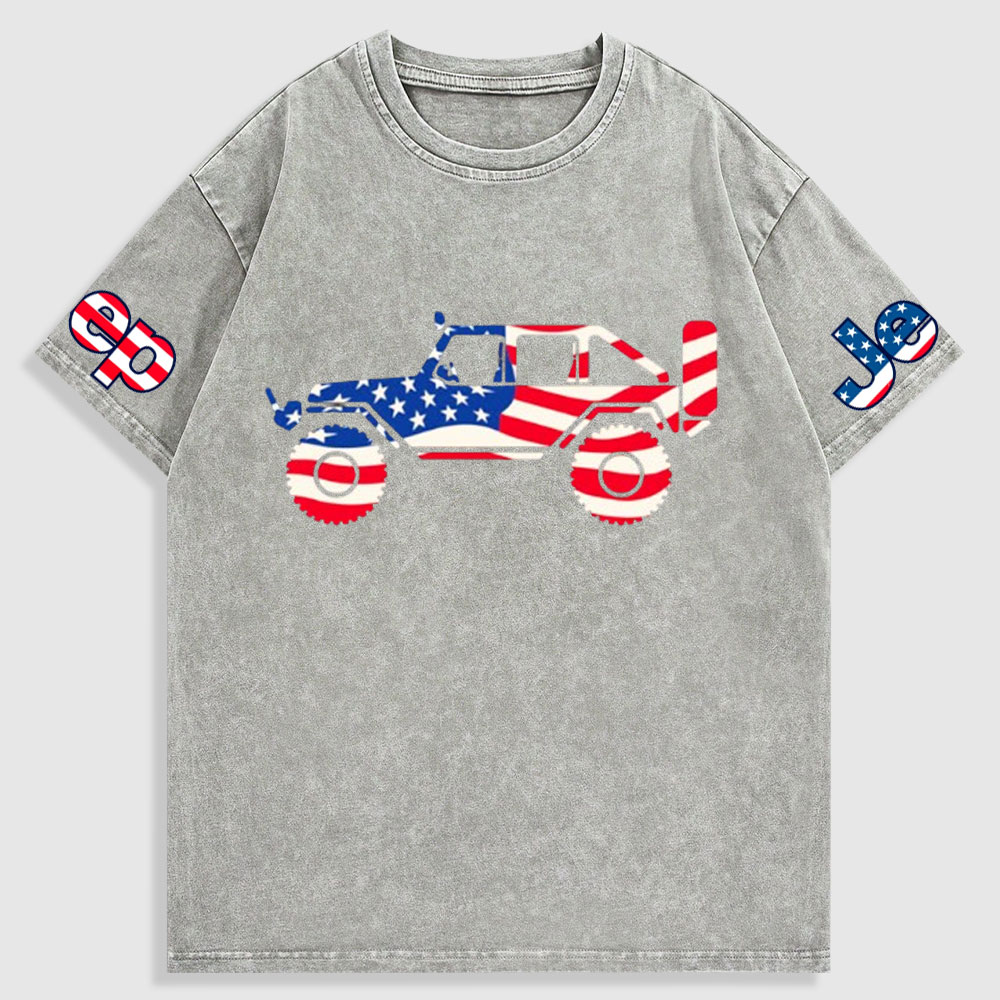American Patriotic Off Road 4x4 Washed T-Shirt