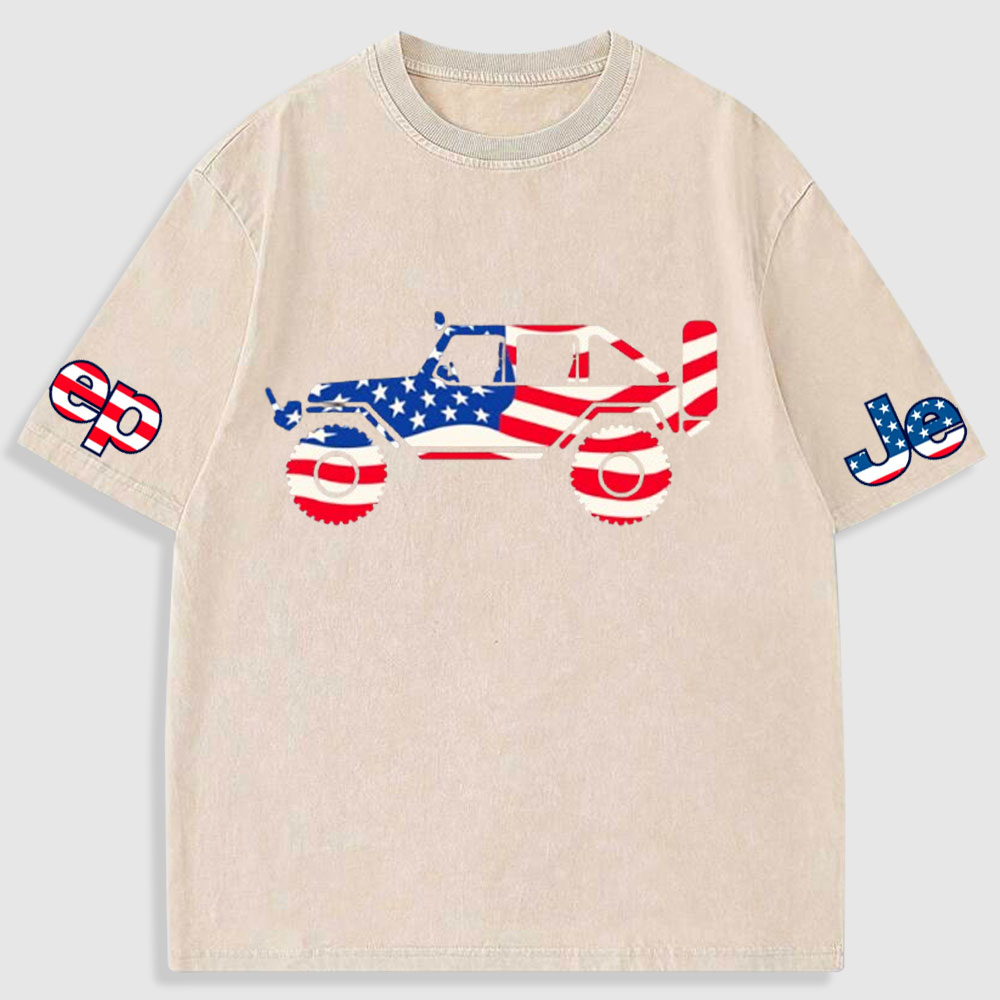 American Patriotic Off Road 4x4 Washed T-Shirt