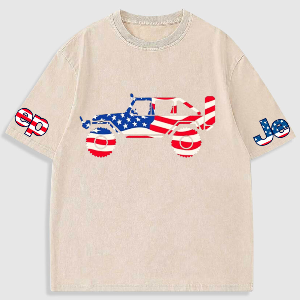 American Patriotic Off Road 4x4 Washed T-Shirt