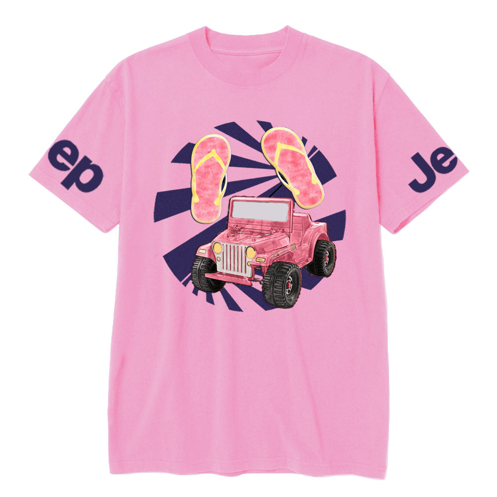 Pink Flip Flops and Jp T-Shirt