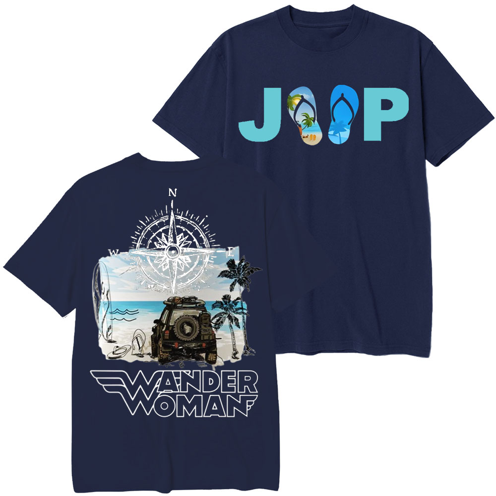 Wander Woman With Map Compass Flip Flops Jp T-Shirt