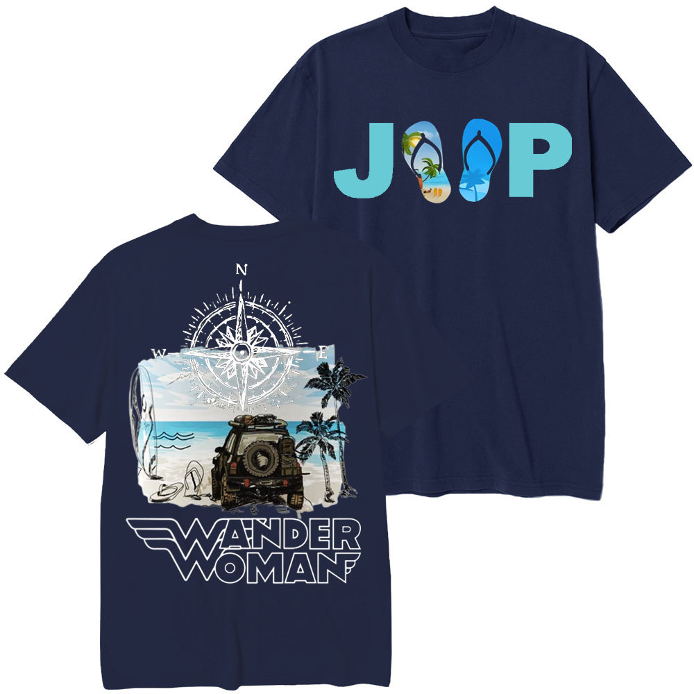 Wander Woman With Map Compass Flip Flops Jp T-Shirt