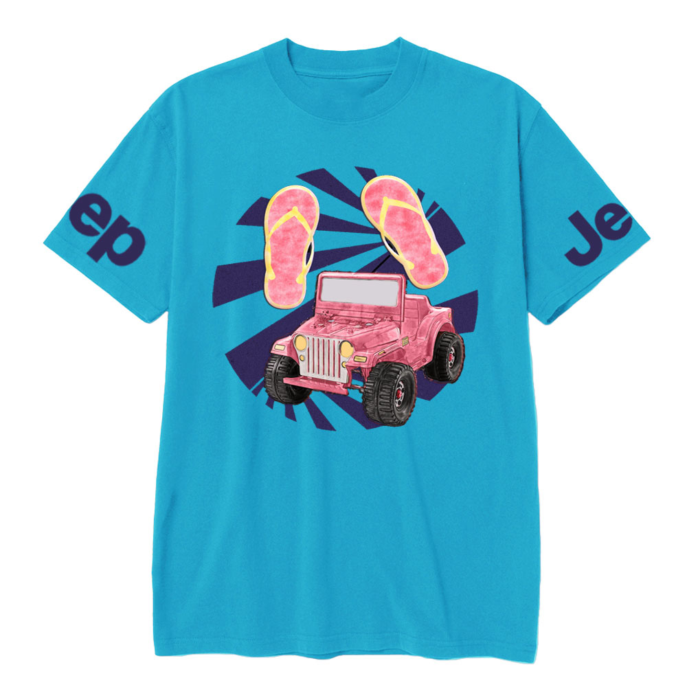 Pink Flip Flops and Jp T-Shirt