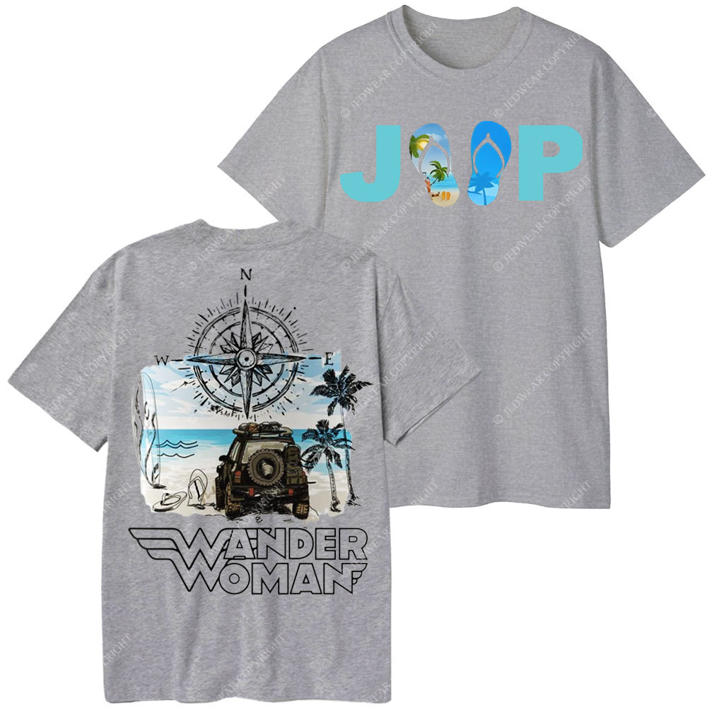 Wander Woman With Map Compass Flip Flops Jp T-Shirt
