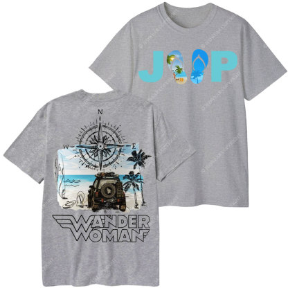 Wander Woman With Map Compass Flip Flops Jp T-Shirt