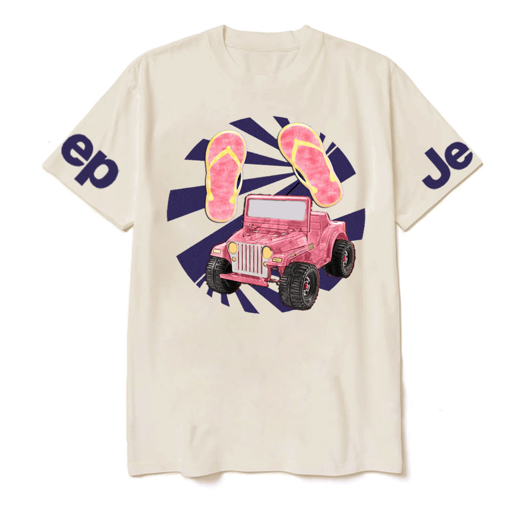 Pink Flip Flops and Jp T-Shirt