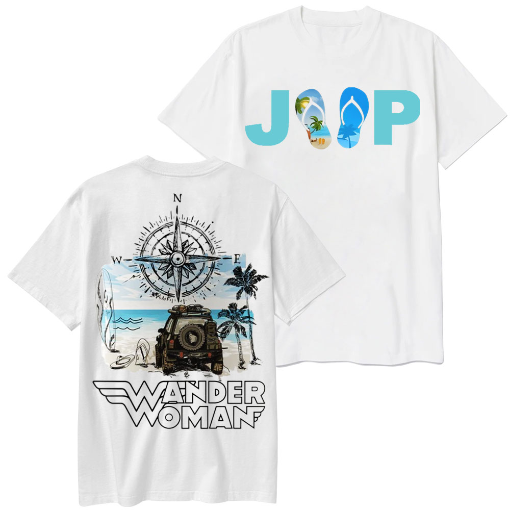 Wander Woman With Map Compass Flip Flops Jp T-Shirt