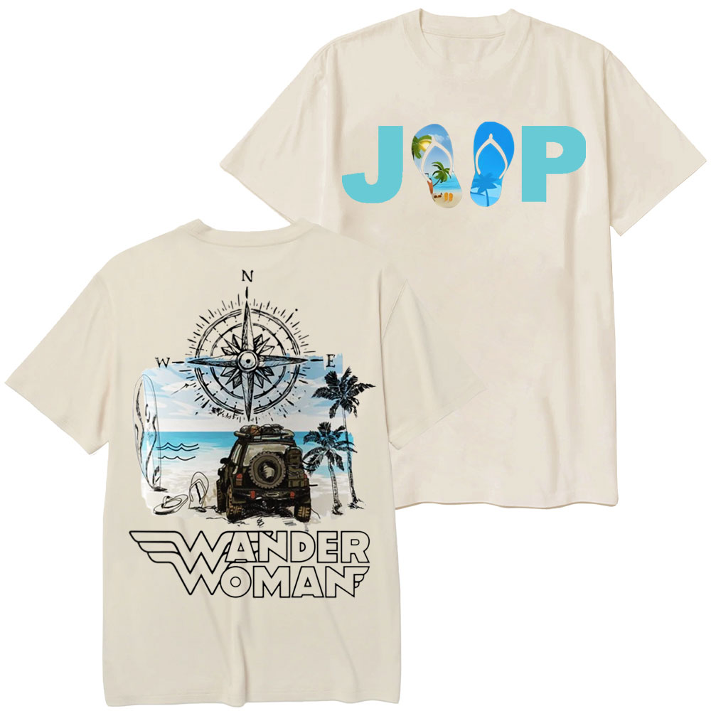Wander Woman With Map Compass Flip Flops Jp T-Shirt