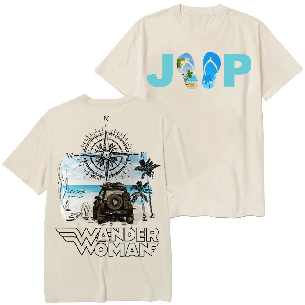 Wander Woman With Map Compass Flip Flops Jp T-Shirt