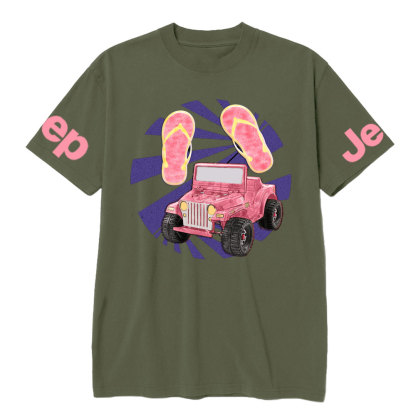 Pink Flip Flops and Jp T-Shirt