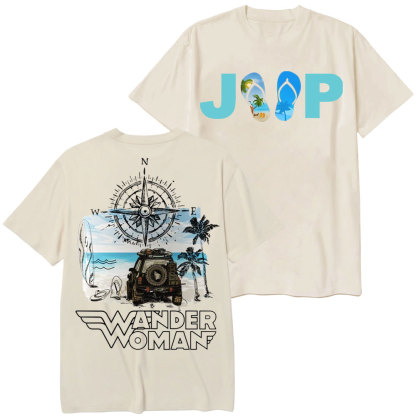 Wander Woman With Map Compass Flip Flops Jp T-Shirt