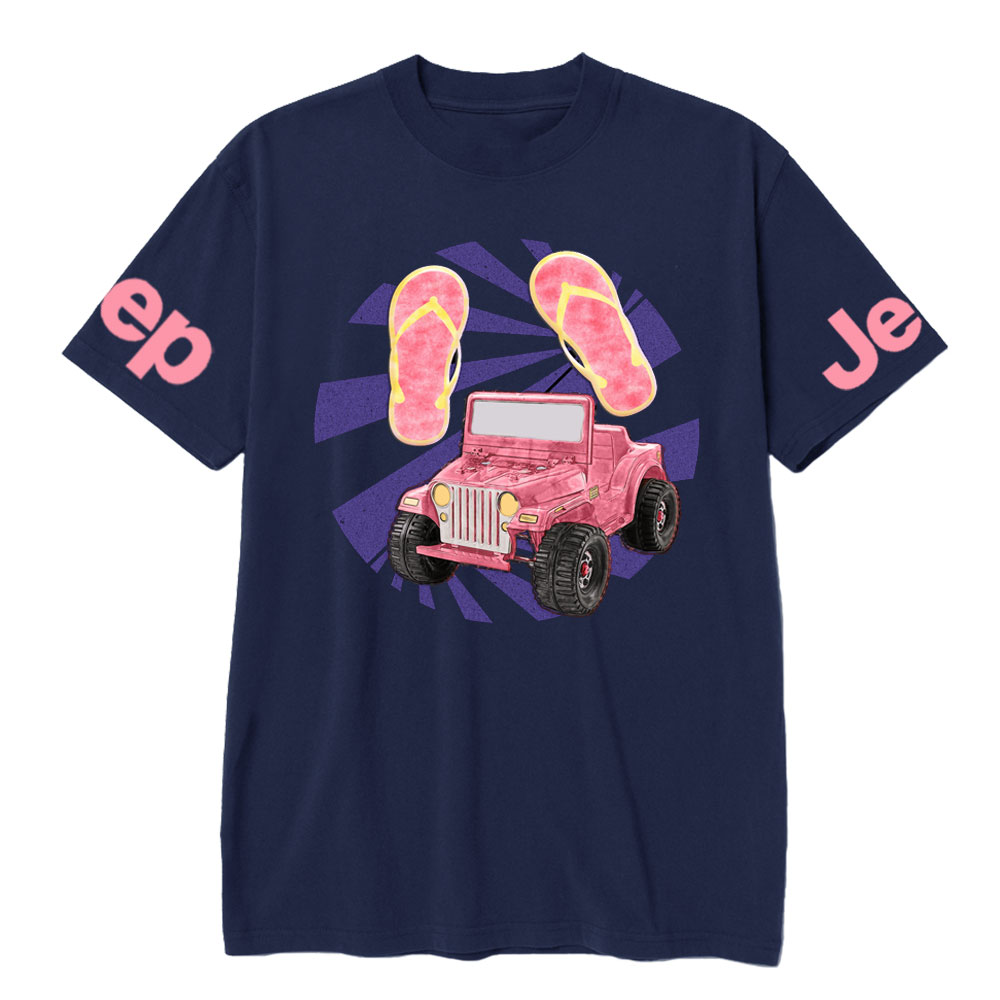 Pink Flip Flops and Jp T-Shirt